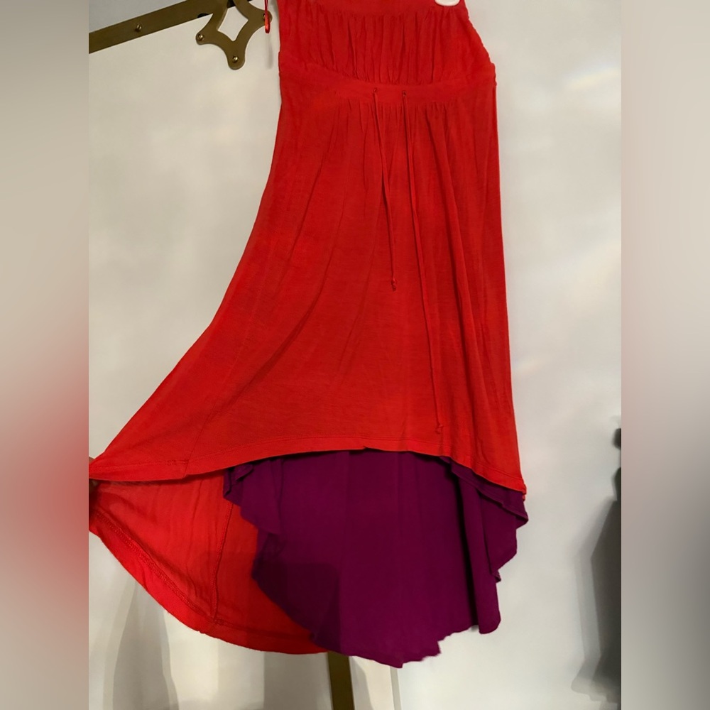 Matty M Vibrant Orangy Red and Purple A-Line Skirt